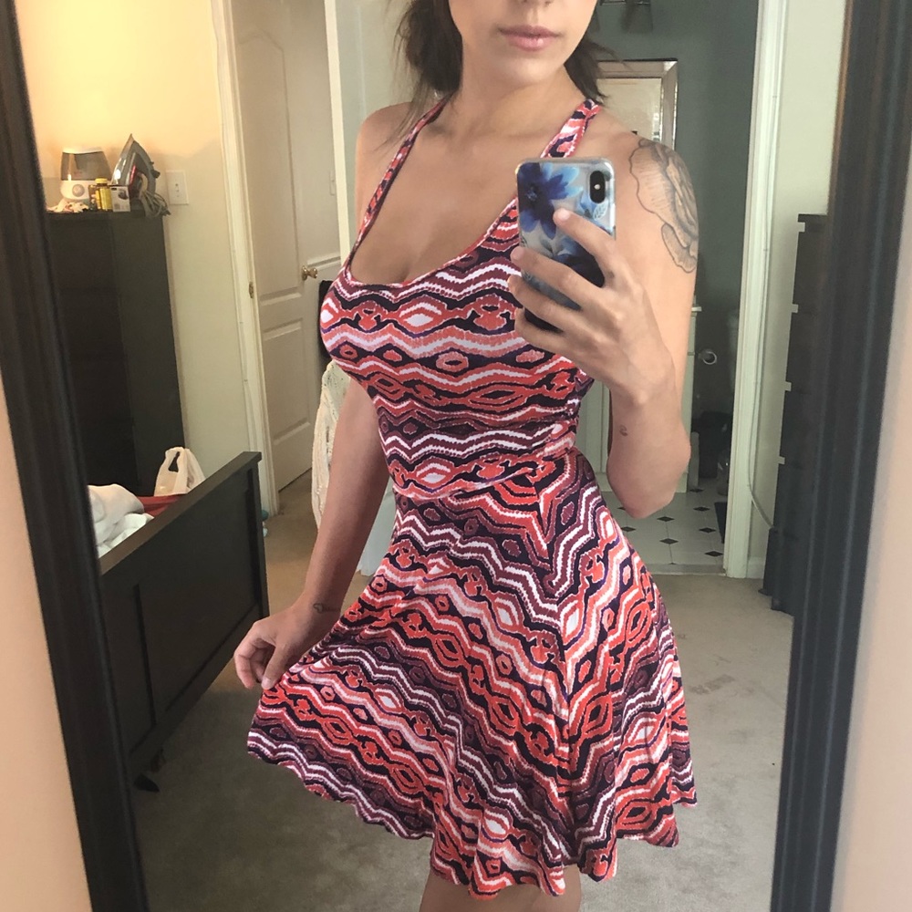 BP Tribal print keyhole back mini sundress